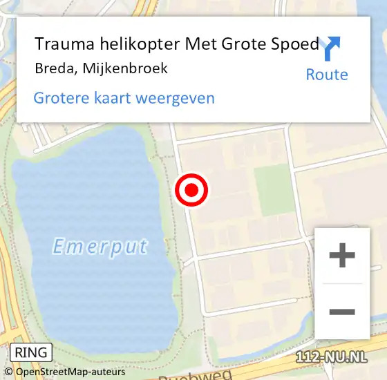 Locatie op kaart van de 112 melding: Trauma helikopter Met Grote Spoed Naar Breda, Mijkenbroek op 20 mei 2022 01:03