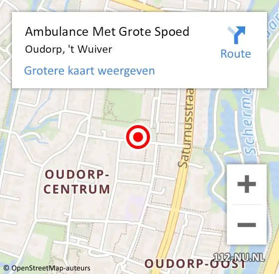 Locatie op kaart van de 112 melding: Ambulance Met Grote Spoed Naar Oudorp, 't Wuiver op 20 mei 2022 01:26
