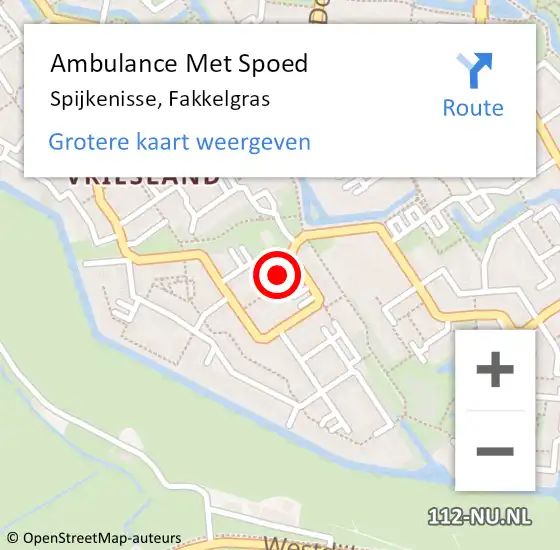 Locatie op kaart van de 112 melding: Ambulance Met Spoed Naar Spijkenisse, Fakkelgras op 20 mei 2022 01:47