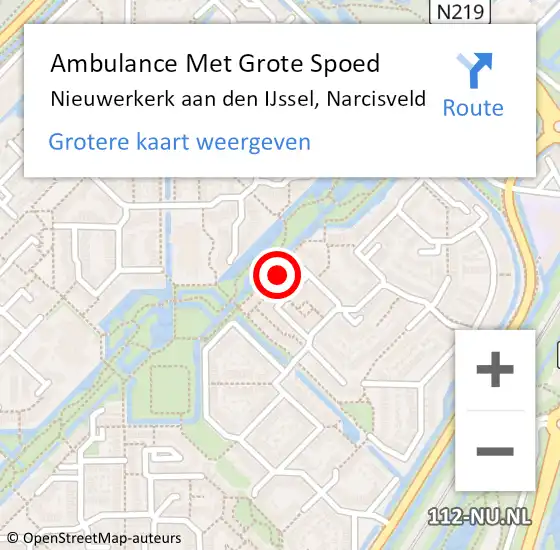 Locatie op kaart van de 112 melding: Ambulance Met Grote Spoed Naar Nieuwerkerk aan den IJssel, Narcisveld op 20 mei 2022 02:05