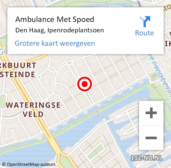 Locatie op kaart van de 112 melding: Ambulance Met Spoed Naar Den Haag, Ipenrodeplantsoen op 20 mei 2022 02:54
