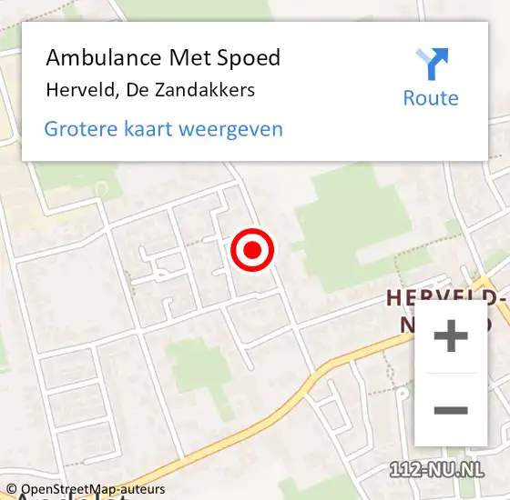 Locatie op kaart van de 112 melding: Ambulance Met Spoed Naar Herveld, De Zandakkers op 20 mei 2022 02:56