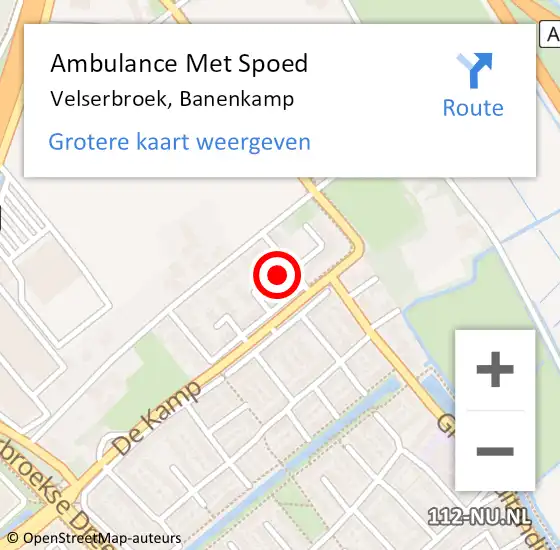 Locatie op kaart van de 112 melding: Ambulance Met Spoed Naar Velserbroek, Banenkamp op 20 mei 2022 04:11