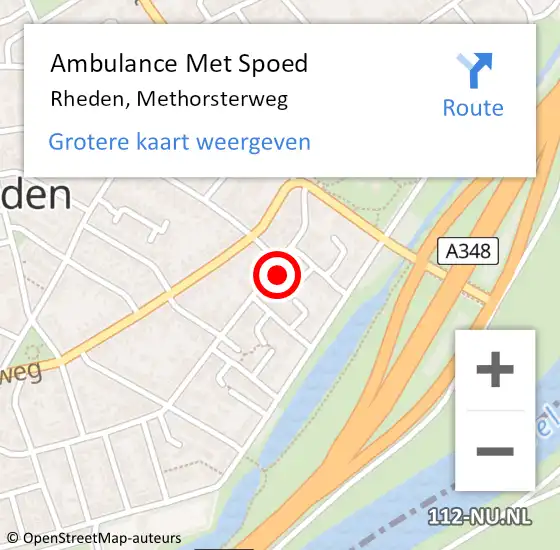 Locatie op kaart van de 112 melding: Ambulance Met Spoed Naar Rheden, Methorsterweg op 20 mei 2022 04:19