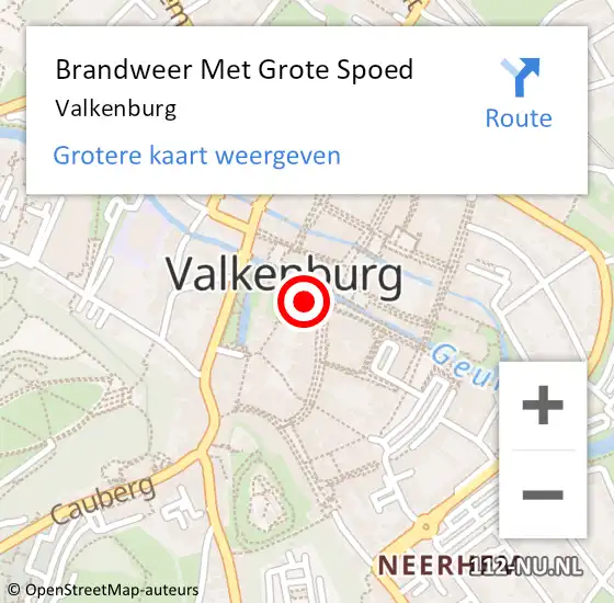 Locatie op kaart van de 112 melding: Brandweer Met Grote Spoed Naar Valkenburg op 17 juli 2014 20:47