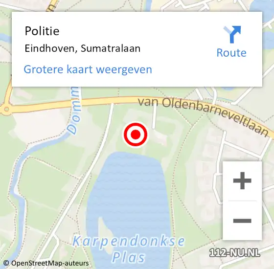 Locatie op kaart van de 112 melding: Politie Eindhoven, Sumatralaan op 20 mei 2022 05:06