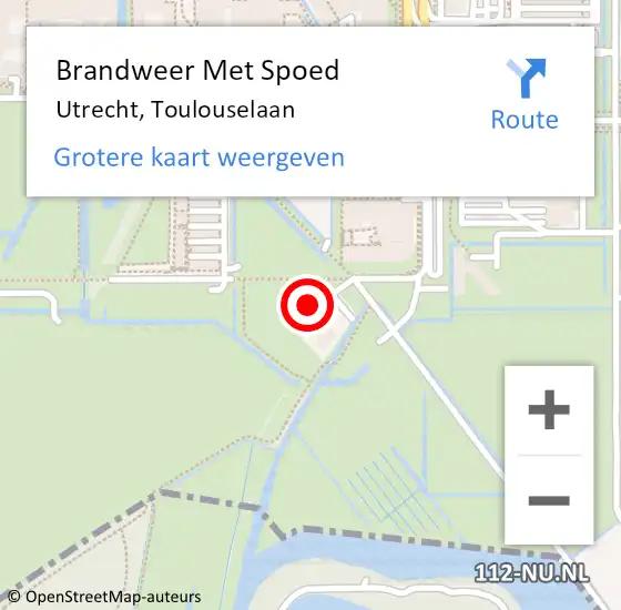 Locatie op kaart van de 112 melding: Brandweer Met Spoed Naar Utrecht, Toulouselaan op 20 mei 2022 06:57