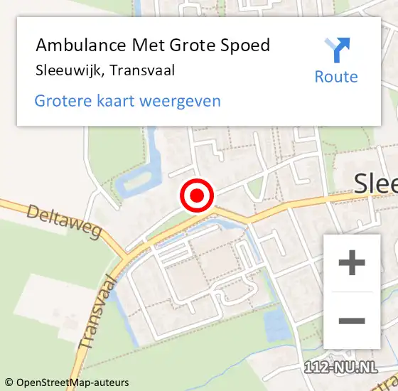 Locatie op kaart van de 112 melding: Ambulance Met Grote Spoed Naar Sleeuwijk, Transvaal op 20 mei 2022 07:02