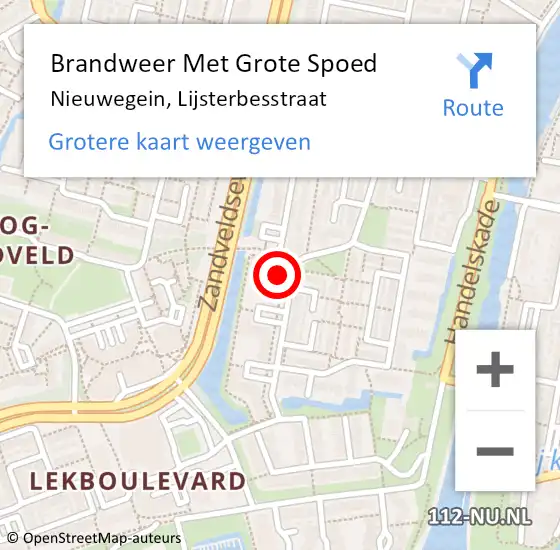 Locatie op kaart van de 112 melding: Brandweer Met Grote Spoed Naar Nieuwegein, Lijsterbesstraat op 20 mei 2022 07:30