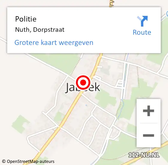 Locatie op kaart van de 112 melding: Politie Nuth, Dorpstraat op 20 mei 2022 07:36