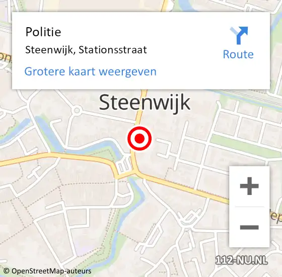 Locatie op kaart van de 112 melding: Politie Steenwijk, Stationsstraat op 20 mei 2022 07:41