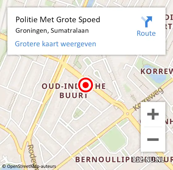 Locatie op kaart van de 112 melding: Politie Met Grote Spoed Naar Groningen, Sumatralaan op 20 mei 2022 07:49