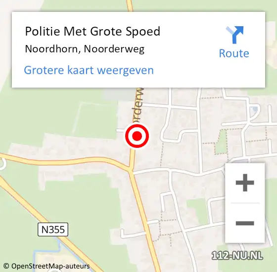 Locatie op kaart van de 112 melding: Politie Met Grote Spoed Naar Noordhorn, Noorderweg op 20 mei 2022 07:53