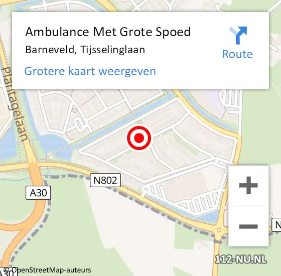 Locatie op kaart van de 112 melding: Ambulance Met Grote Spoed Naar Barneveld, Tijsselinglaan op 20 mei 2022 08:07