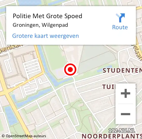 Locatie op kaart van de 112 melding: Politie Met Grote Spoed Naar Groningen, Wilgenpad op 20 mei 2022 08:58