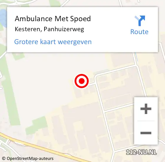 Locatie op kaart van de 112 melding: Ambulance Met Spoed Naar Kesteren, Panhuizerweg op 20 mei 2022 09:05