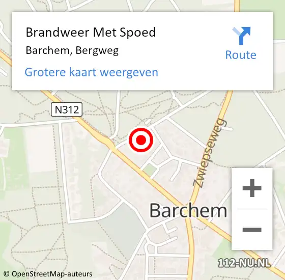 Locatie op kaart van de 112 melding: Brandweer Met Spoed Naar Barchem, Bergweg op 20 mei 2022 09:09