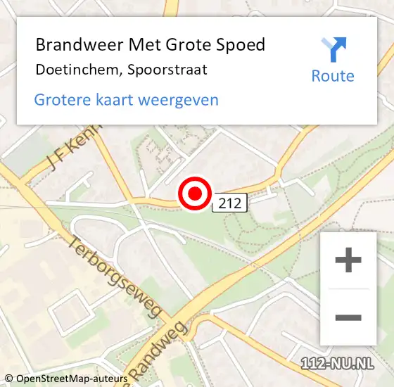 Locatie op kaart van de 112 melding: Brandweer Met Grote Spoed Naar Doetinchem, Spoorstraat op 20 mei 2022 09:29