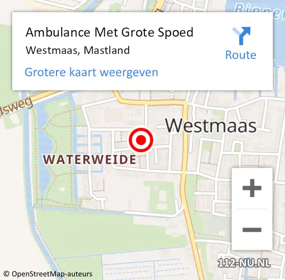 Locatie op kaart van de 112 melding: Ambulance Met Grote Spoed Naar Westmaas, Mastland op 20 mei 2022 09:40