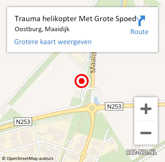 Locatie op kaart van de 112 melding: Trauma helikopter Met Grote Spoed Naar Oostburg, Maaidijk op 20 mei 2022 10:06