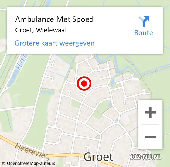Locatie op kaart van de 112 melding: Ambulance Met Spoed Naar Groet, Wielewaal op 20 mei 2022 10:21