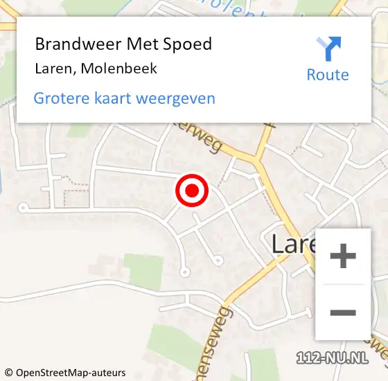 Locatie op kaart van de 112 melding: Brandweer Met Spoed Naar Laren, Molenbeek op 20 mei 2022 10:47