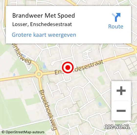 Locatie op kaart van de 112 melding: Brandweer Met Spoed Naar Losser, Enschedesestraat op 20 mei 2022 10:52