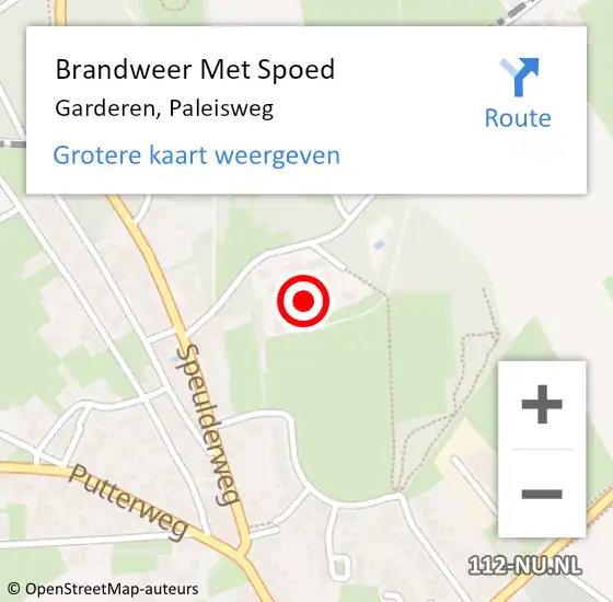Locatie op kaart van de 112 melding: Brandweer Met Spoed Naar Garderen, Paleisweg op 20 mei 2022 10:55