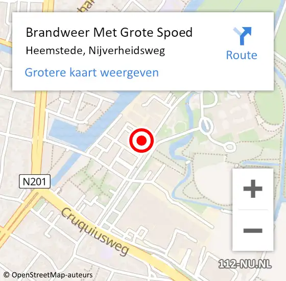 Locatie op kaart van de 112 melding: Brandweer Met Grote Spoed Naar Heemstede, Nijverheidsweg op 20 mei 2022 11:12