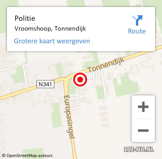 Locatie op kaart van de 112 melding: Politie Vroomshoop, Tonnendijk op 20 mei 2022 11:38