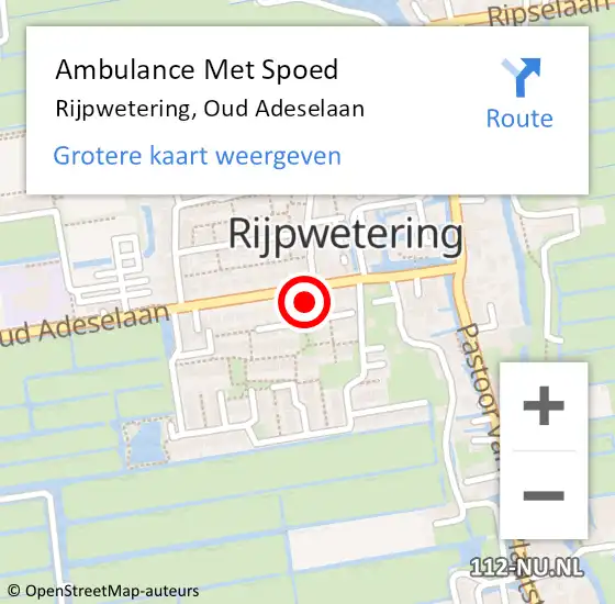 Locatie op kaart van de 112 melding: Ambulance Met Spoed Naar Rijpwetering, Oud Adeselaan op 20 mei 2022 11:39