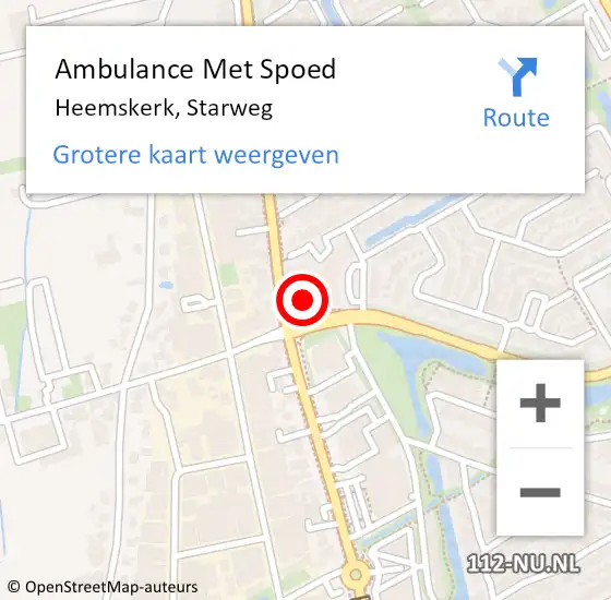 Locatie op kaart van de 112 melding: Ambulance Met Spoed Naar Heemskerk, Starweg op 20 mei 2022 11:41