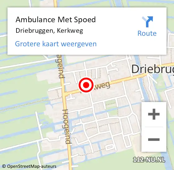 Locatie op kaart van de 112 melding: Ambulance Met Spoed Naar Driebruggen, Kerkweg op 20 mei 2022 12:15