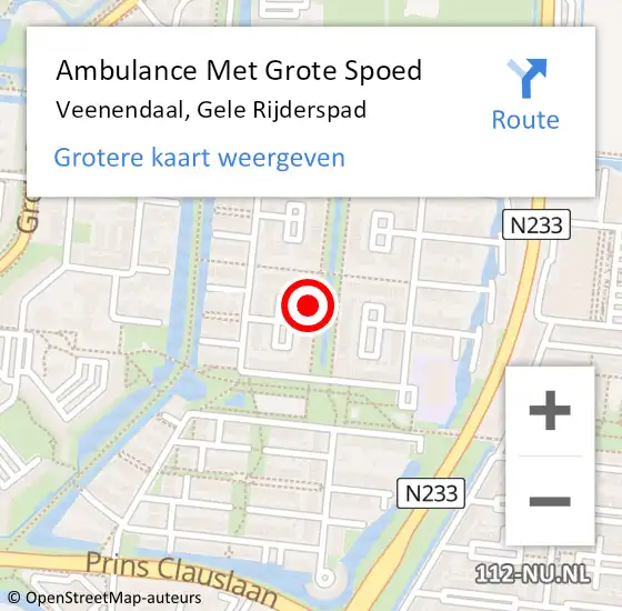 Locatie op kaart van de 112 melding: Ambulance Met Grote Spoed Naar Veenendaal, Gele Rijderspad op 20 mei 2022 12:17