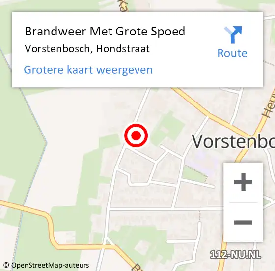 Locatie op kaart van de 112 melding: Brandweer Met Grote Spoed Naar Vorstenbosch, Hondstraat op 20 mei 2022 12:21