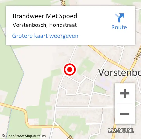 Locatie op kaart van de 112 melding: Brandweer Met Spoed Naar Vorstenbosch, Hondstraat op 20 mei 2022 12:32