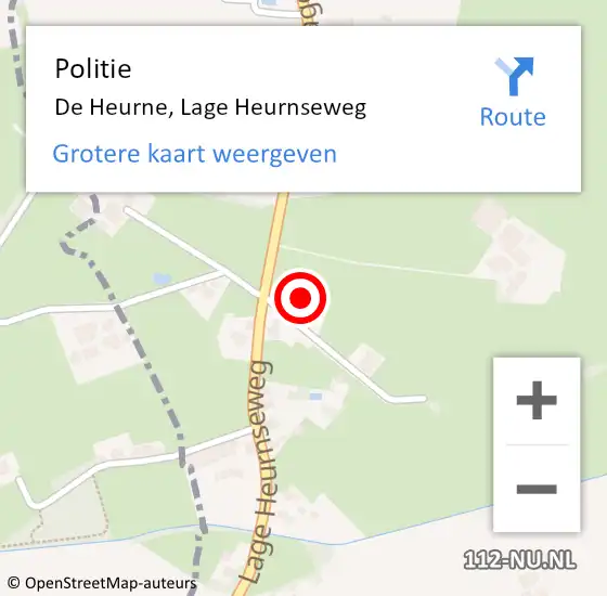 Locatie op kaart van de 112 melding: Politie De Heurne, Lage Heurnseweg op 20 mei 2022 12:33