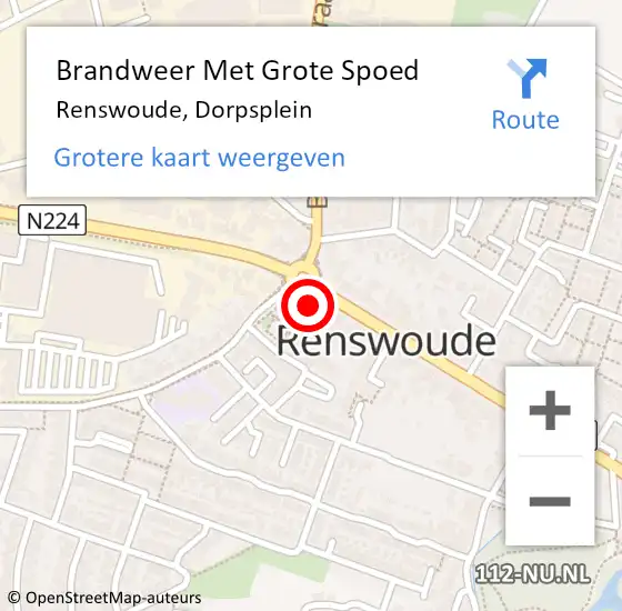 Locatie op kaart van de 112 melding: Brandweer Met Grote Spoed Naar Renswoude, Dorpsplein op 20 mei 2022 12:45