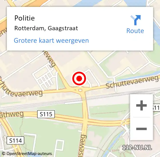 Locatie op kaart van de 112 melding: Politie Rotterdam, Gaagstraat op 20 mei 2022 13:01