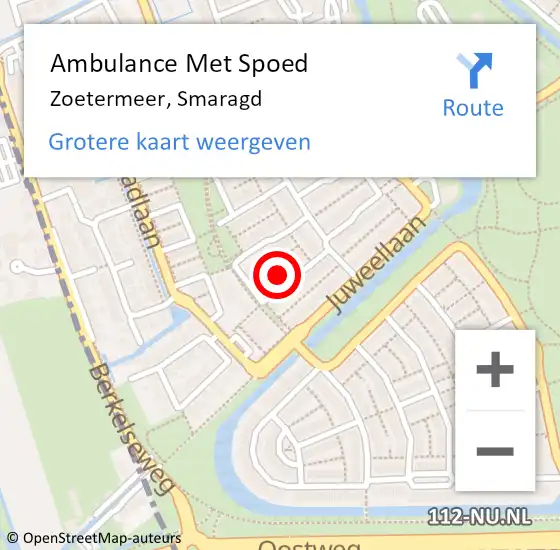 Locatie op kaart van de 112 melding: Ambulance Met Spoed Naar Zoetermeer, Smaragd op 20 mei 2022 13:04