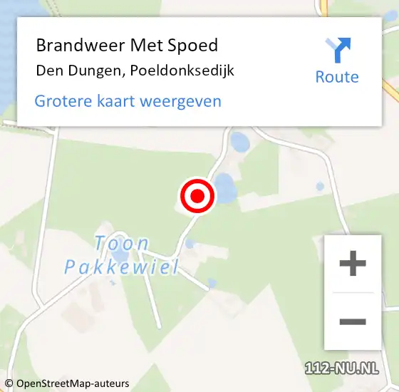 Locatie op kaart van de 112 melding: Brandweer Met Spoed Naar Den Dungen, Poeldonksedijk op 20 mei 2022 13:10