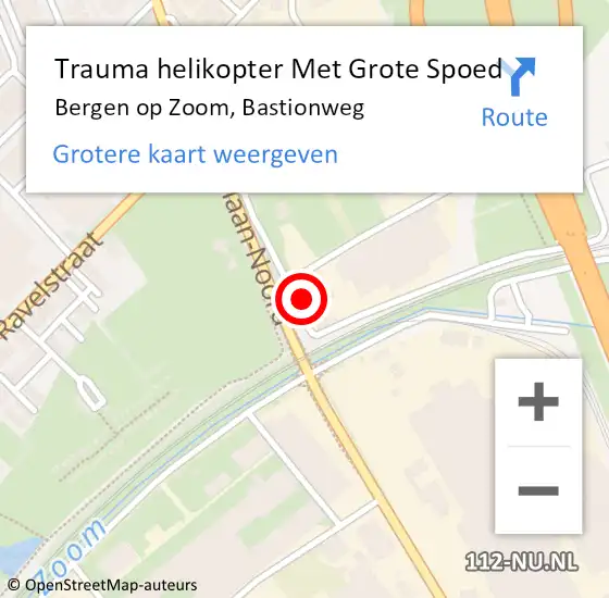 Locatie op kaart van de 112 melding: Trauma helikopter Met Grote Spoed Naar Bergen op Zoom, Bastionweg op 20 mei 2022 13:11