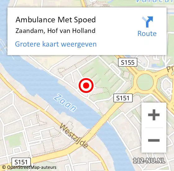 Locatie op kaart van de 112 melding: Ambulance Met Spoed Naar Zaandam, Hof van Holland op 20 mei 2022 14:11