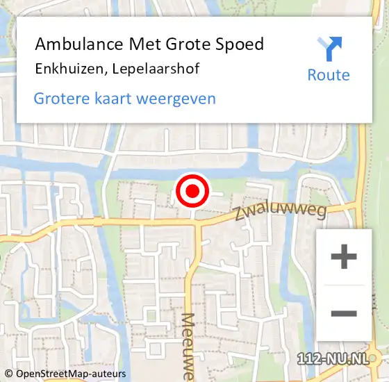 Locatie op kaart van de 112 melding: Ambulance Met Grote Spoed Naar Enkhuizen, Lepelaarshof op 20 mei 2022 14:22