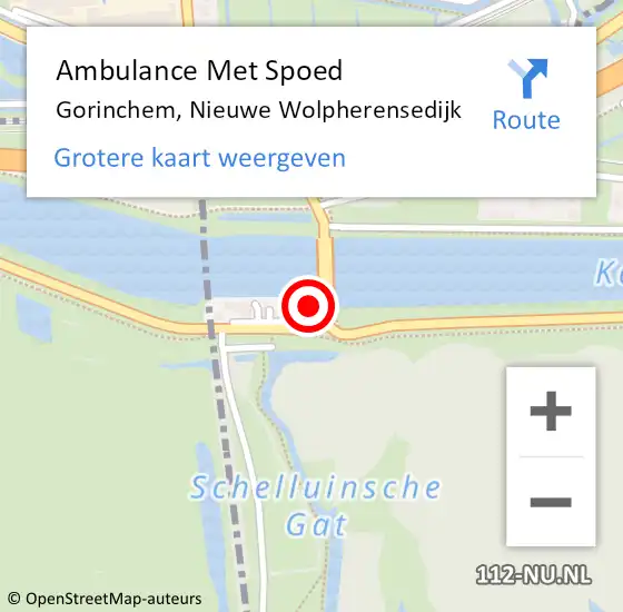Locatie op kaart van de 112 melding: Ambulance Met Spoed Naar Gorinchem, Nieuwe Wolpherensedijk op 20 mei 2022 14:28