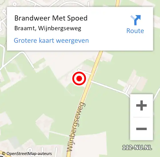 Locatie op kaart van de 112 melding: Brandweer Met Spoed Naar Braamt, Wijnbergseweg op 20 mei 2022 14:29