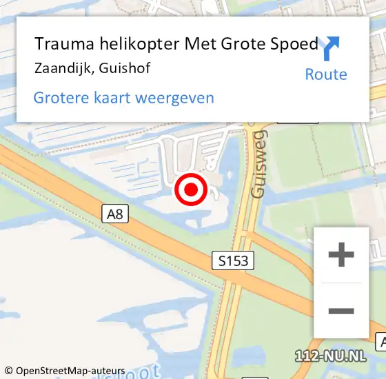 Locatie op kaart van de 112 melding: Trauma helikopter Met Grote Spoed Naar Zaandijk, Guishof op 20 mei 2022 14:39
