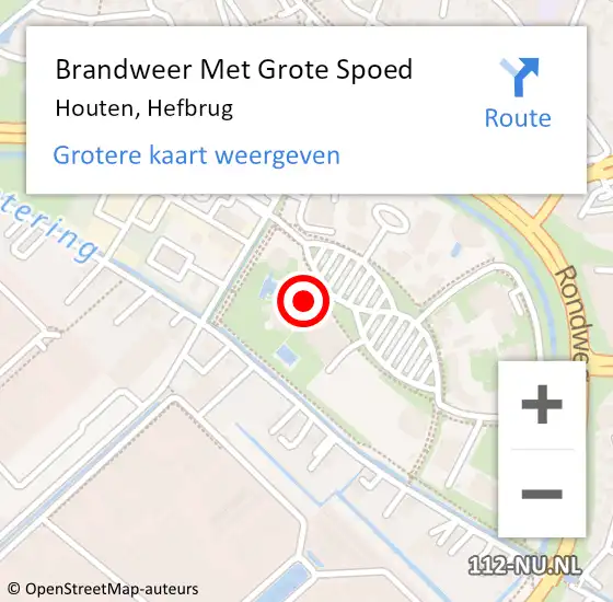 Locatie op kaart van de 112 melding: Brandweer Met Grote Spoed Naar Houten, Hefbrug op 20 mei 2022 14:41