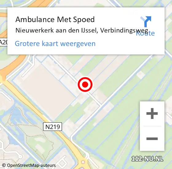 Locatie op kaart van de 112 melding: Ambulance Met Spoed Naar Nieuwerkerk aan den IJssel, Verbindingsweg op 20 mei 2022 14:51