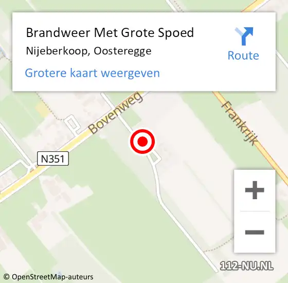 Locatie op kaart van de 112 melding: Brandweer Met Grote Spoed Naar Nijeberkoop, Oosteregge op 20 mei 2022 14:53